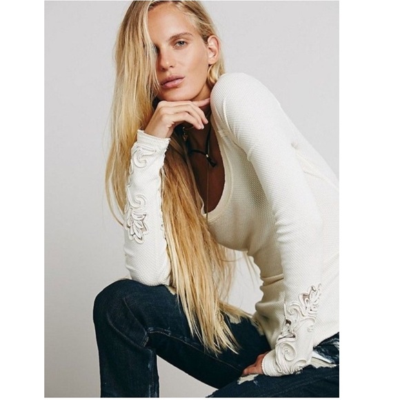 Free People Tops - Beautiful Masquerade Cuff Thermal Long Sleeve
